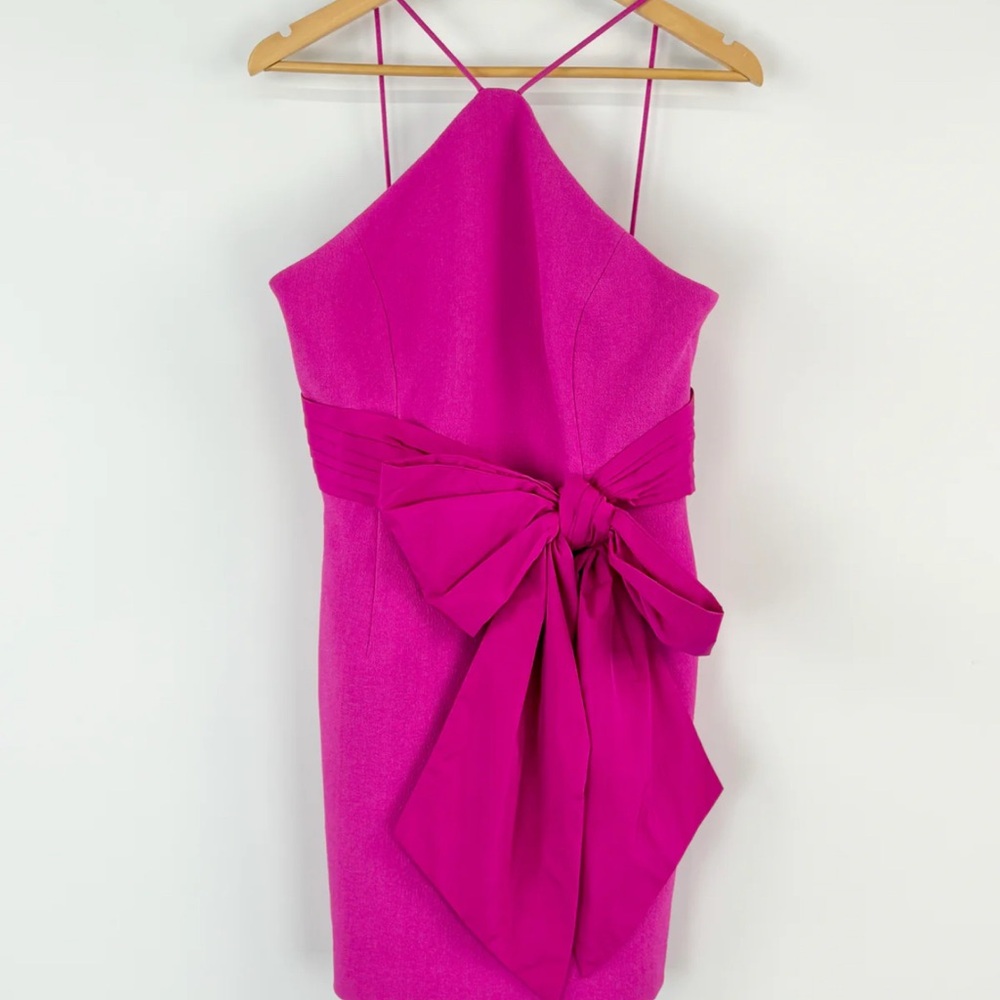 Rebecca Vallance Fuchsia Strapless Dress with Bow